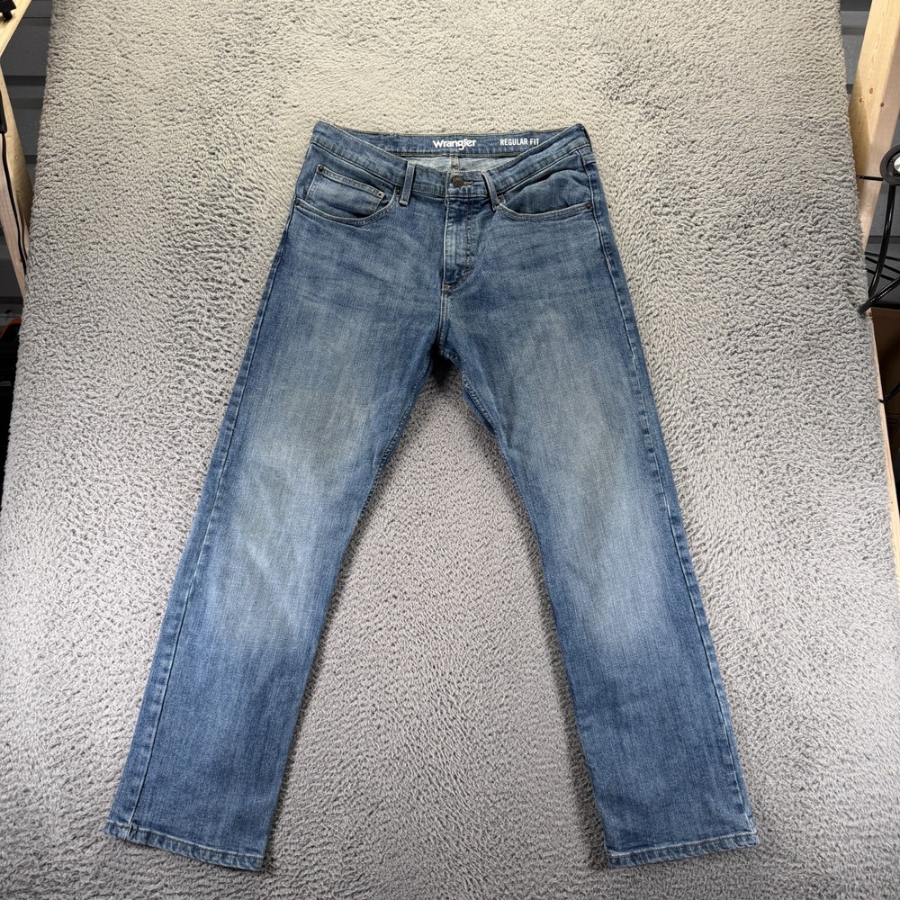 Wrangler Jeansโ Men's 34x29 Blue Cotton Denim Straight Travel Workwear Stretch